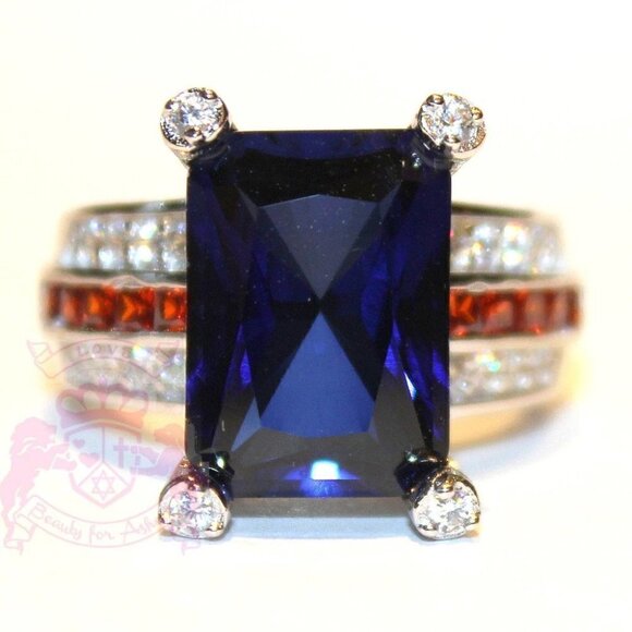 USA American Flag Independence Day Patriot Blue Red White Cz 925 Silver Ring 10 - Picture 4 of 8